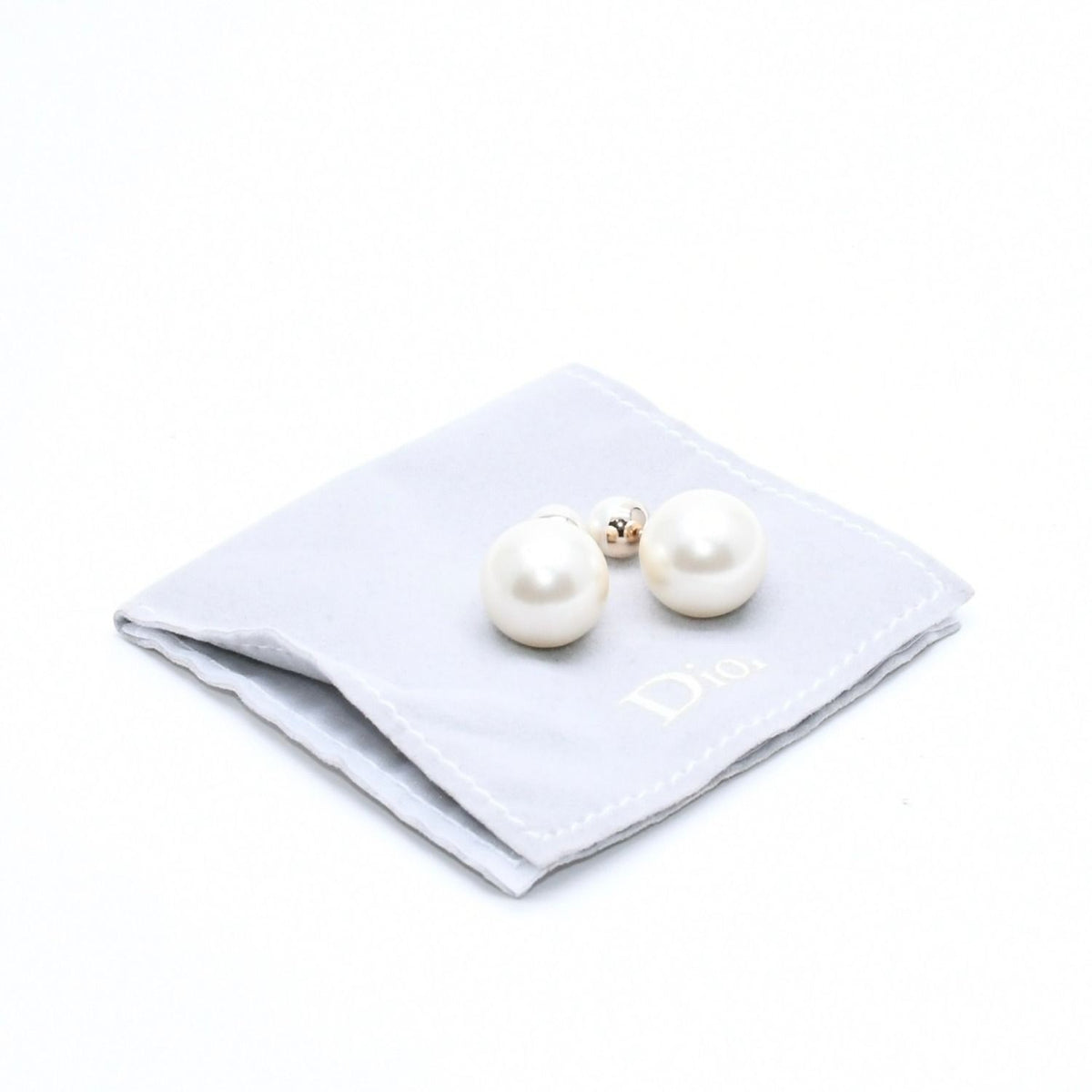 Dior Tribal Faux Pearl Stud Earrings Metal