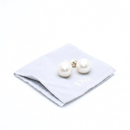 Dior Tribal Faux Pearl Stud Earrings Metal