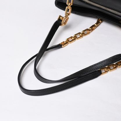 Chanel Chain Tote Bag CC Logo Quilted Leather Black Gold — view 8