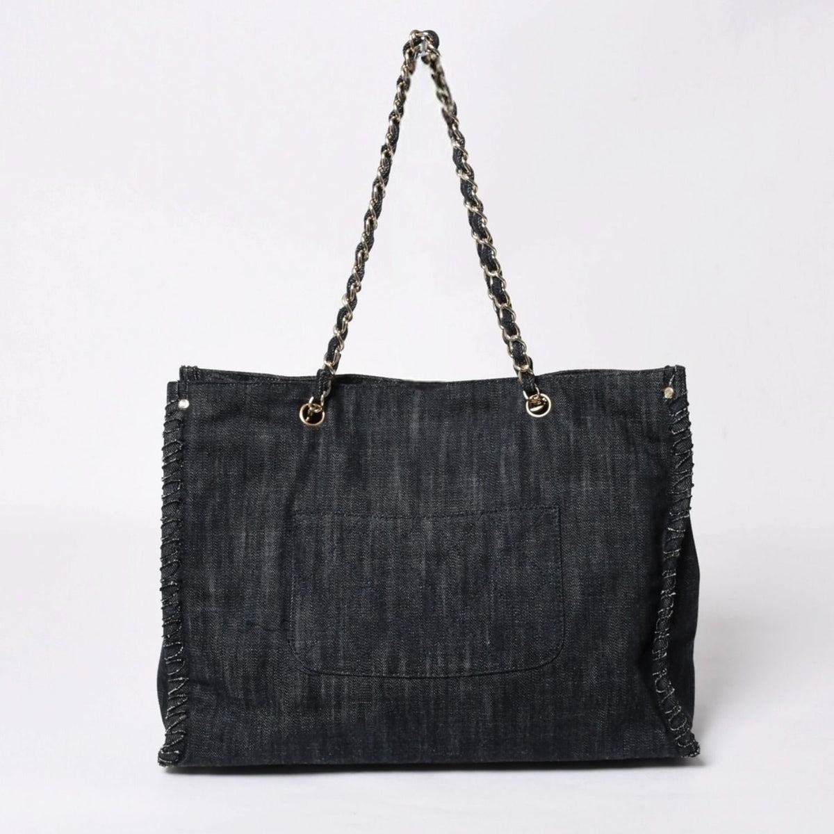Chanel Chain Tote Bag Night Flight Embroidery CC Logo Denim — view 2