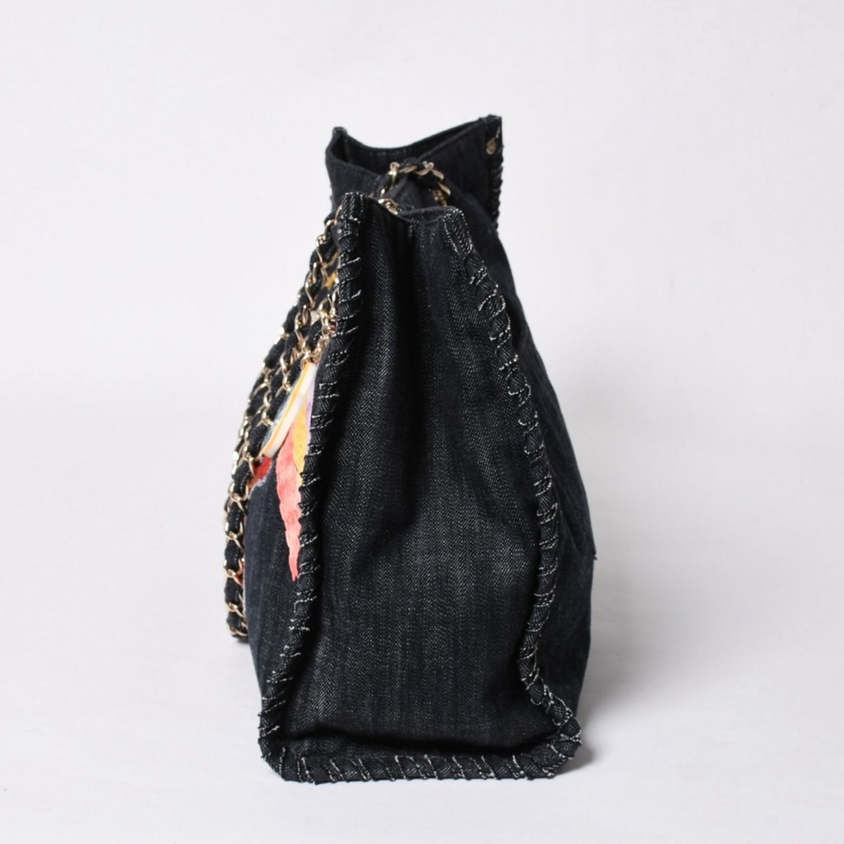 Chanel Chain Tote Bag Night Flight Embroidery CC Logo Denim — view 4