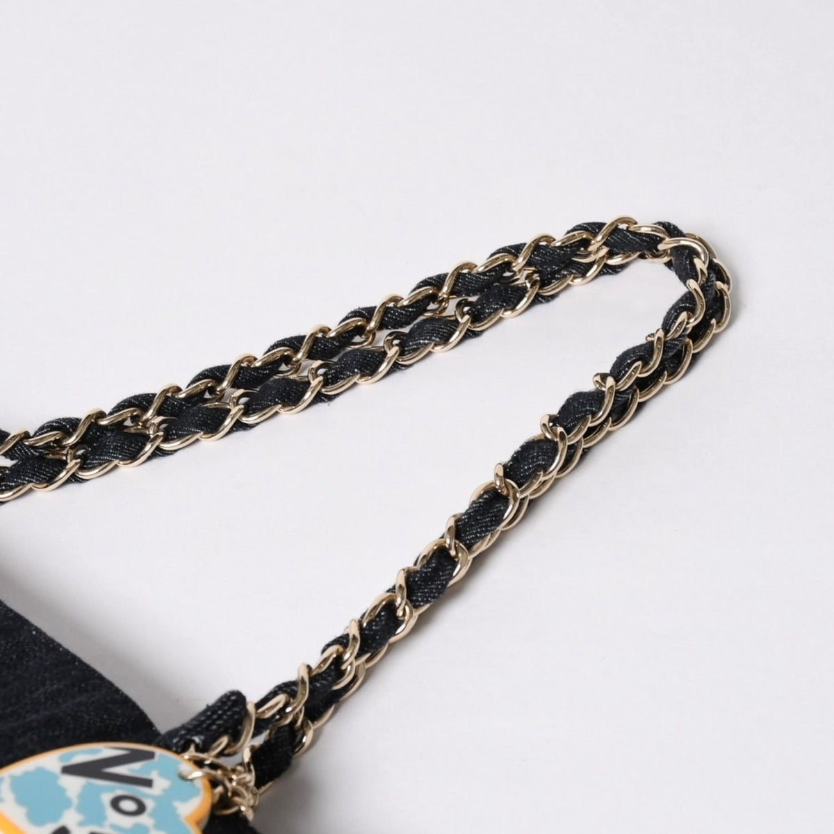 Chanel Chain Tote Bag Night Flight Embroidery CC Logo Denim — view 5