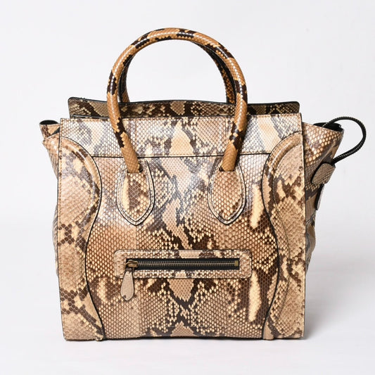 Celine Luggage Handbag Beige Brown Dark Gold