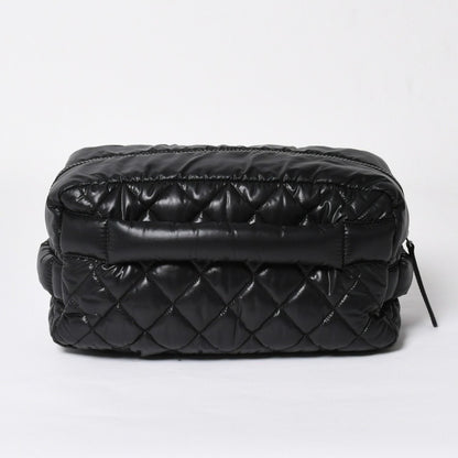 Chanel Coco Cocoon Clutch Black Nylon Calfskin Makeup Pouch Silver — view 2