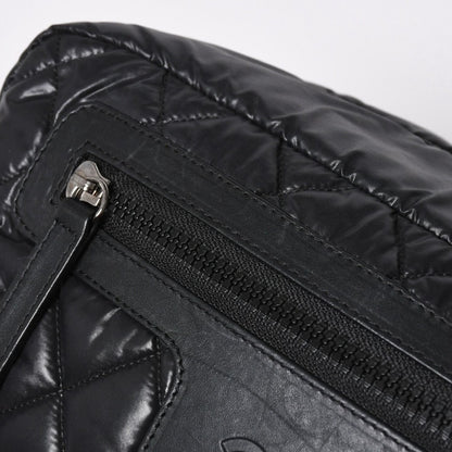 Chanel Coco Cocoon Clutch Black Nylon Calfskin Makeup Pouch Silver — view 7
