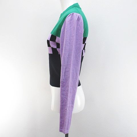Versace Gianni Long Sleeve Color Block Checker Knit Sweater Short Length 40 — view 6