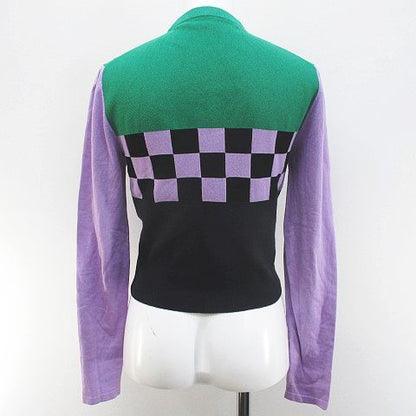 Versace Gianni Long Sleeve Color Block Checker Knit Sweater Short Length 40 — view 2