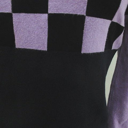 Versace Gianni Long Sleeve Color Block Checker Knit Sweater Short Length 40 — view 4
