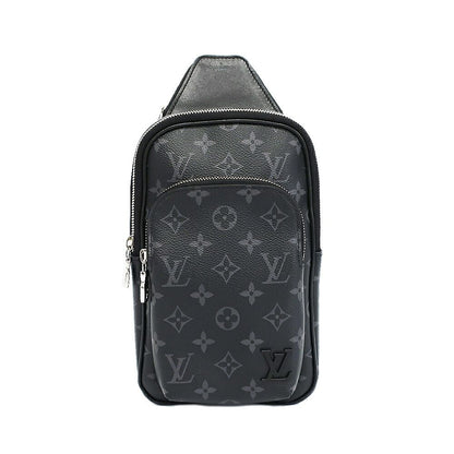 Louis Vuitton Avenue Sling Bag Monogram Eclipse Leather Black Silver