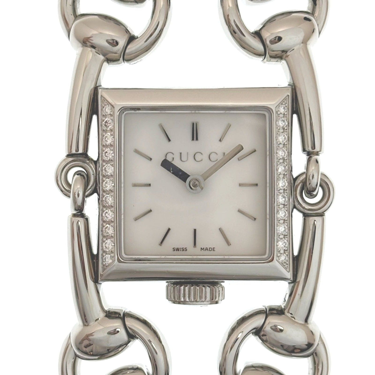 Gucci Signoria Diamond Bezel 116.5 Watch Stainless Steel White Shell Dial Quartz