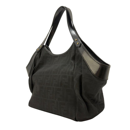 Fendi Zucca Tote Bag Canvas Leather Black — view 2