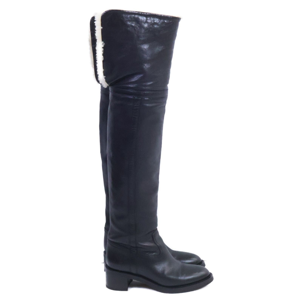Celine Black Shearling Leather Fleece Lining Long Boots — view 4