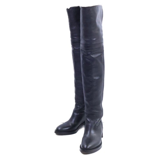 Celine Black Shearling Leather Fleece Lining Long Boots