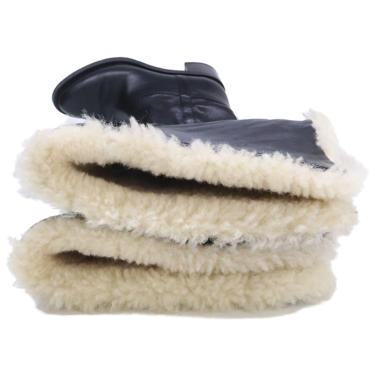 Celine Black Shearling Leather Fleece Lining Long Boots — view 5