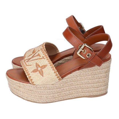 Louis Vuitton Monogram Jacquard Boundary Line Straw Jute Platform Wedge Sole — view 2