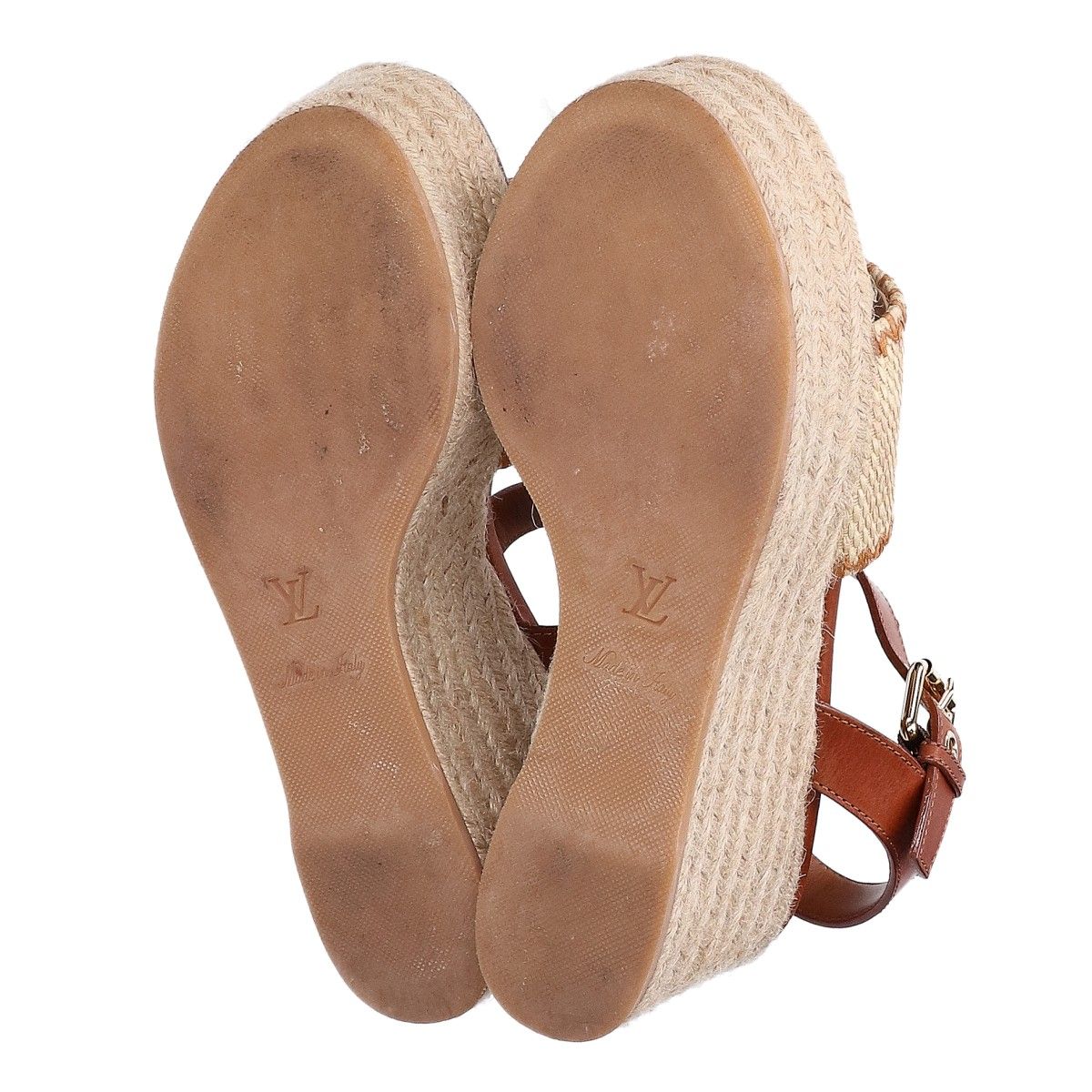 Louis Vuitton Monogram Jacquard Boundary Line Straw Jute Platform Wedge Sole — view 6