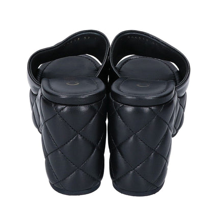 Chanel CC Logo Quilted Platform Sandals 37C — view 3