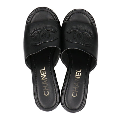 Chanel CC Logo Quilted Platform Sandals 37C — view 5