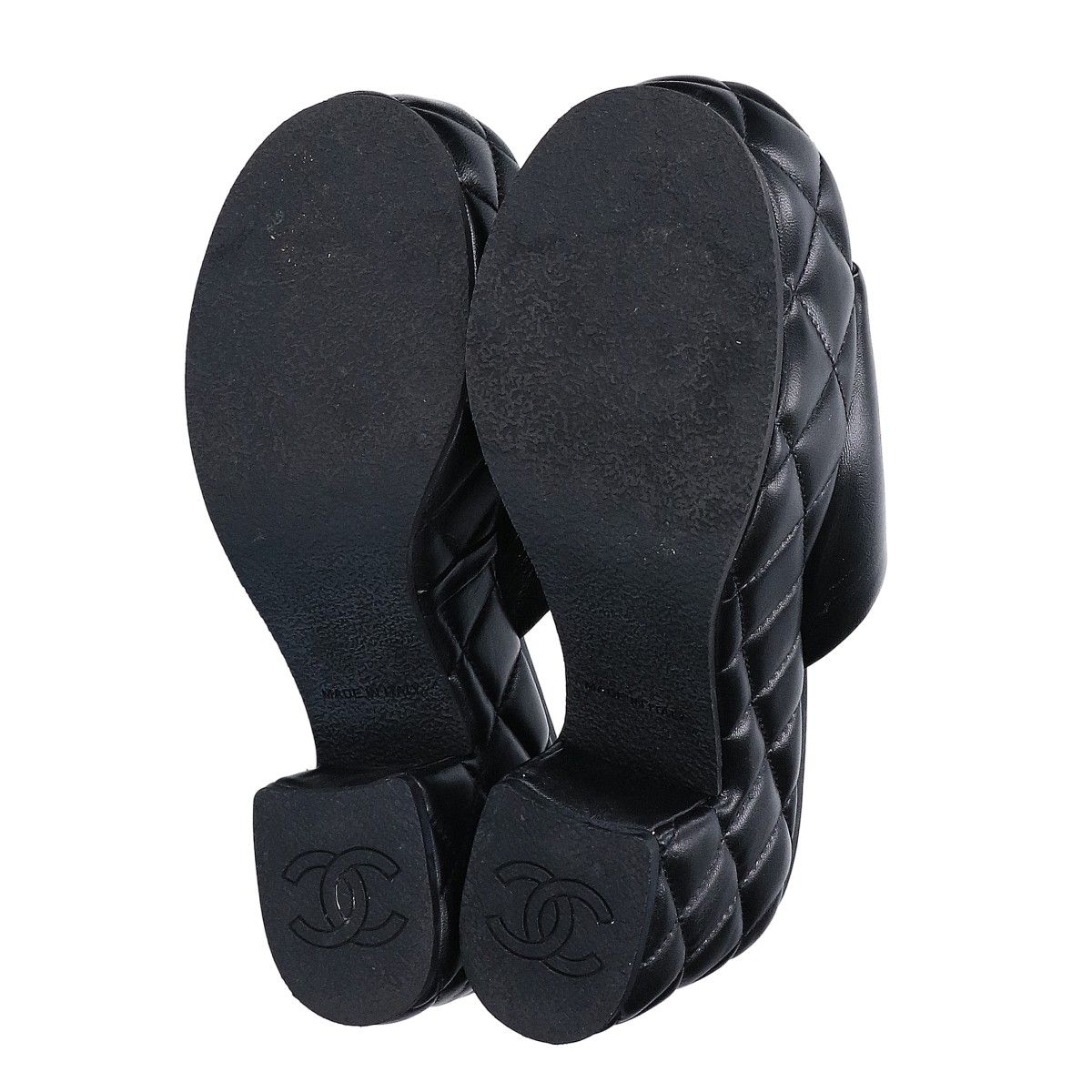 Chanel CC Logo Quilted Platform Sandals 37C — view 6