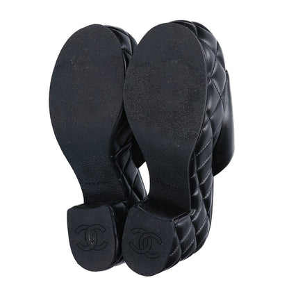 Chanel CC Logo Quilted Platform Sandals 37C — view 6