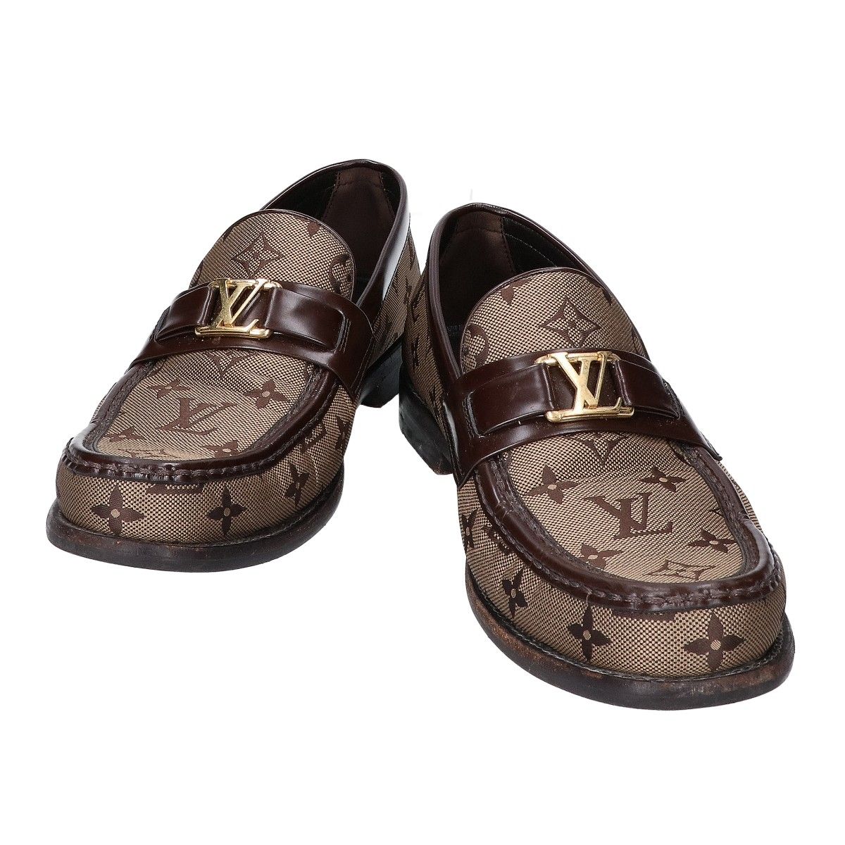 Louis Vuitton Monogram Jacquard Leather Major Line Loafers 7.5