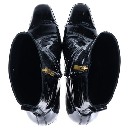 Saint Laurent Rive Gauche Johnny Patent Leather Heels Boots Black — view 4