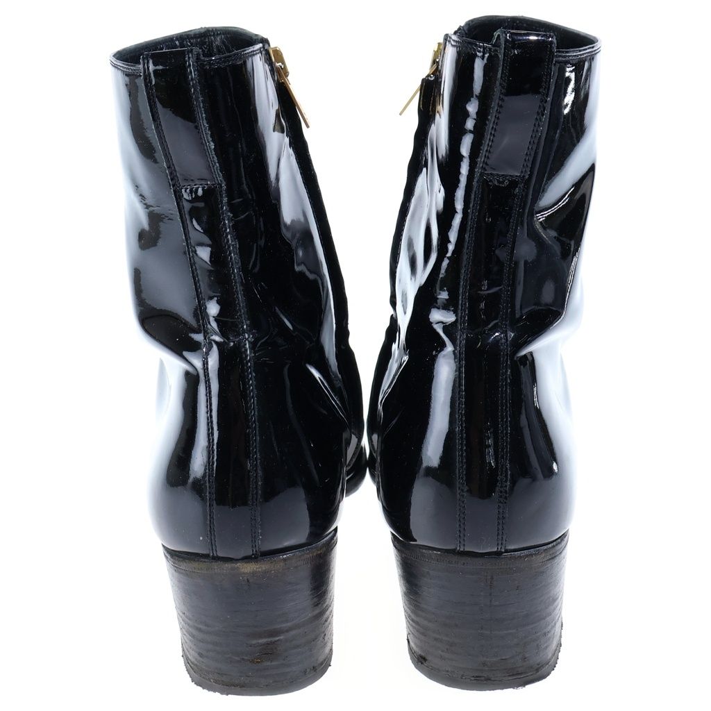 Saint Laurent Rive Gauche Johnny Patent Leather Heels Boots Black — view 3