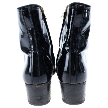 Saint Laurent Rive Gauche Johnny Patent Leather Heels Boots Black — view 3