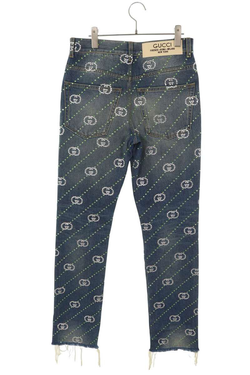 Gucci Crystal GG All Over Print Denim Pants 32 — view 2