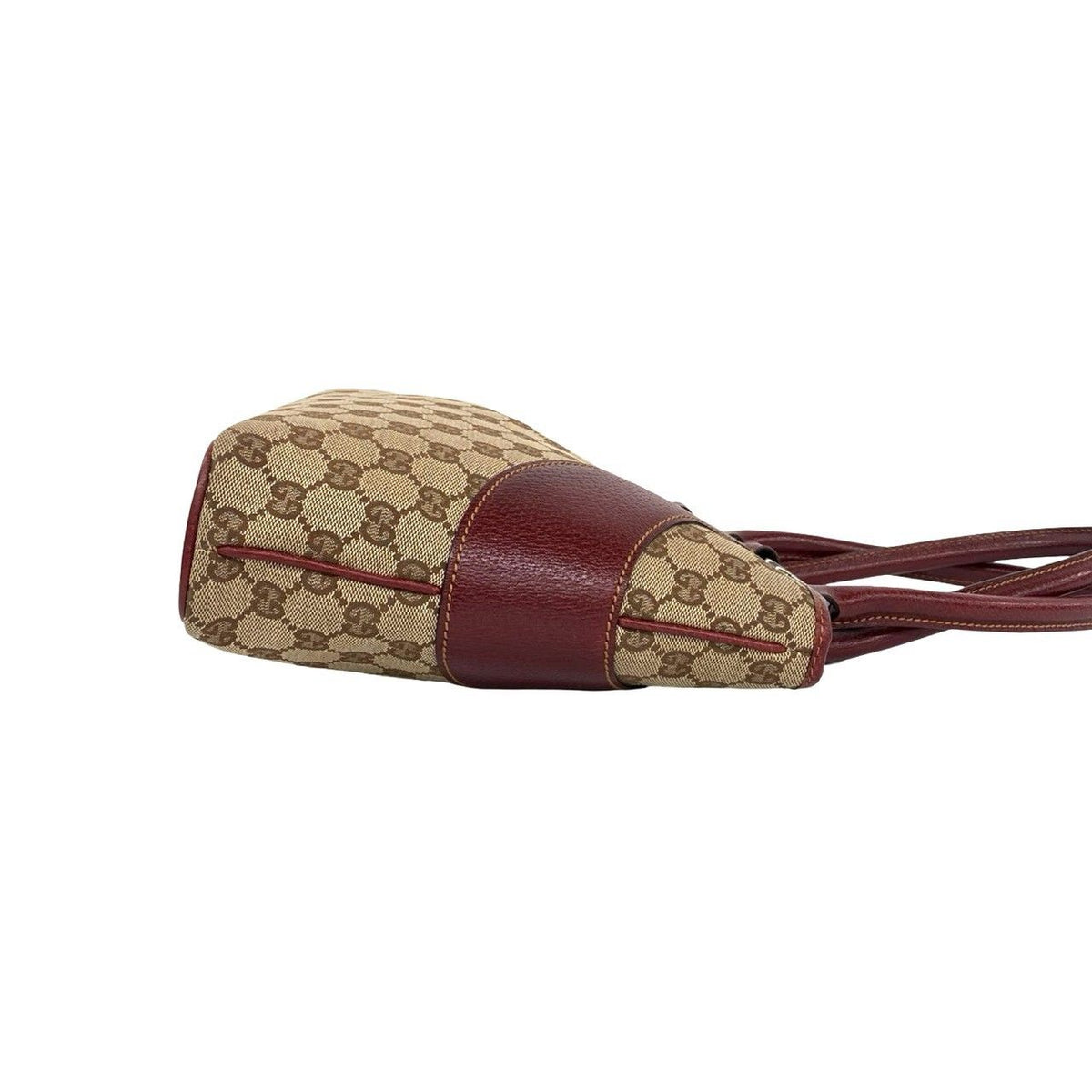 Gucci GG Logo Pattern Canvas Leather Tote Shoulder Bag Brown — view 6