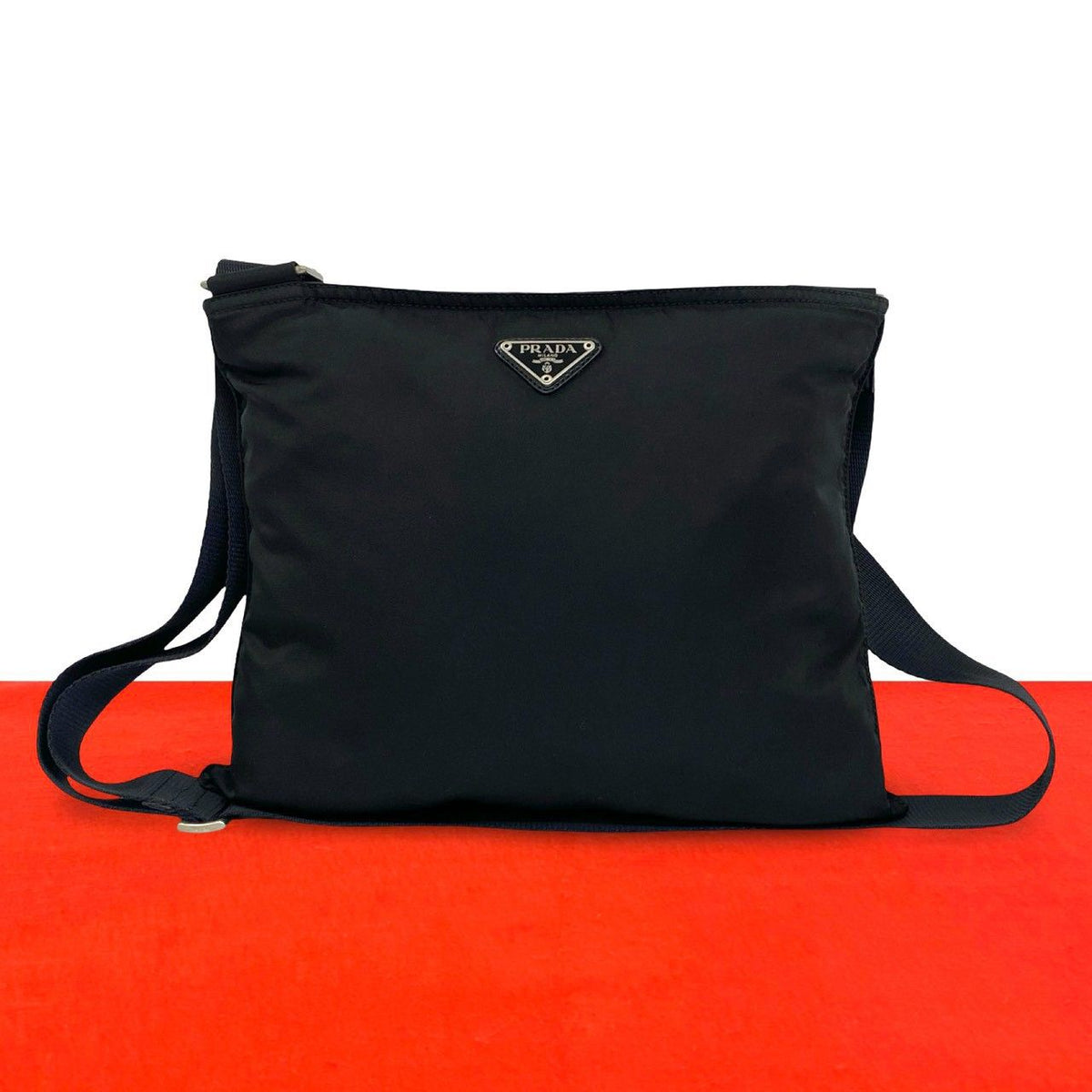 Prada Tessuto Pocono Nylon Shoulder Bag Pochette Crossbody Black