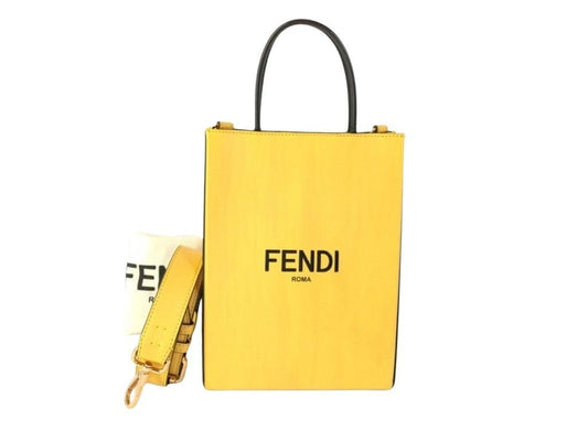 Fendi Handbag Small Shopping Bag Yellow Leather 2-Way