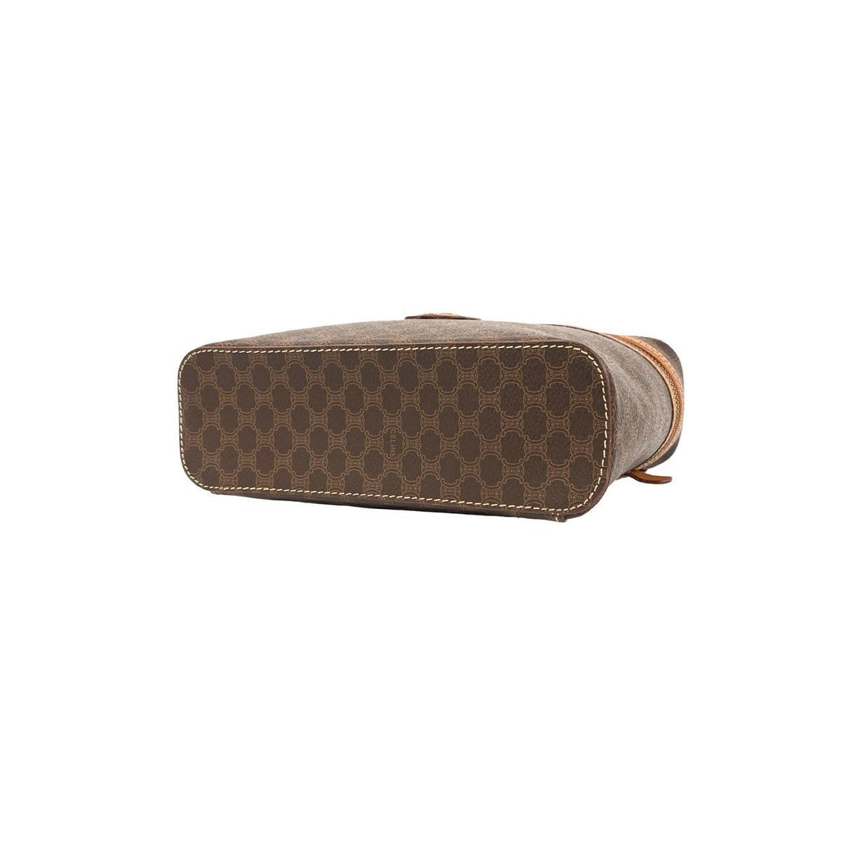 Celine Vintage Macadam Blason Pattern Triomphe Leather Handbag Vanity Bag Brown — view 8
