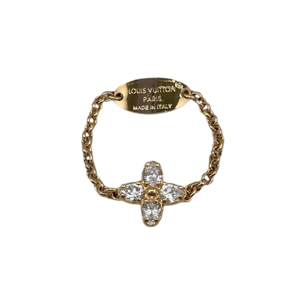 Louis Vuitton Ring Set LV L Metal Chain Monogram Flower Strass Rhinestone Gold — view 2