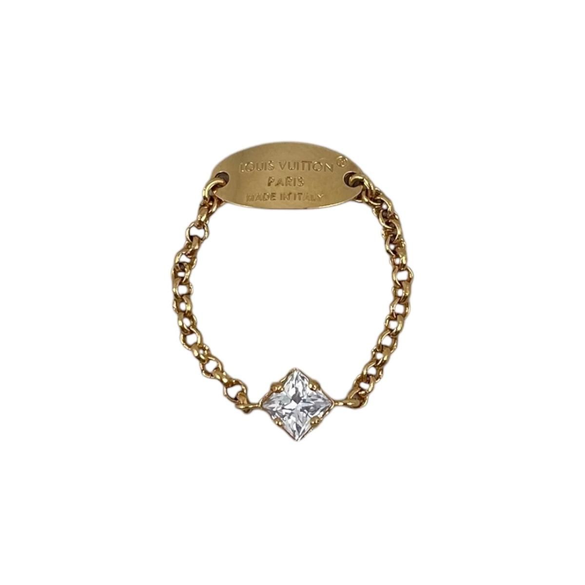 Louis Vuitton Ring Set LV L Metal Chain Monogram Flower Strass Rhinestone Gold — view 5
