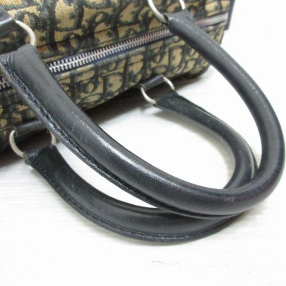 Dior Trotter Mini Boston Hand Bag Canvas Leather Navy Beige Vintage — view 6