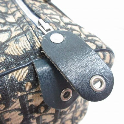 Dior Trotter Mini Boston Hand Bag Canvas Leather Navy Beige Vintage — view 7