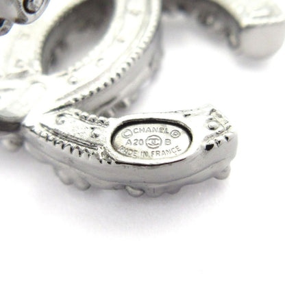 Chanel Earrings Dark Gray Silver Clear CC Logo — view 5