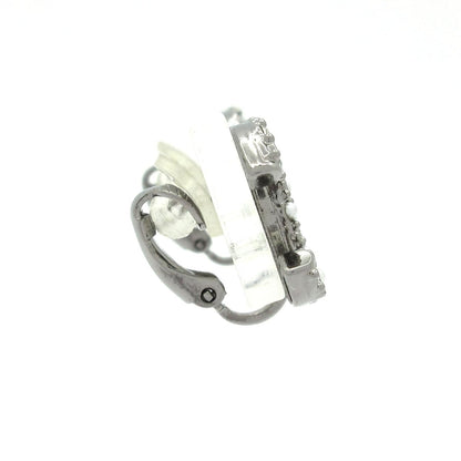 Chanel Earrings Dark Gray Silver Clear CC Logo — view 2