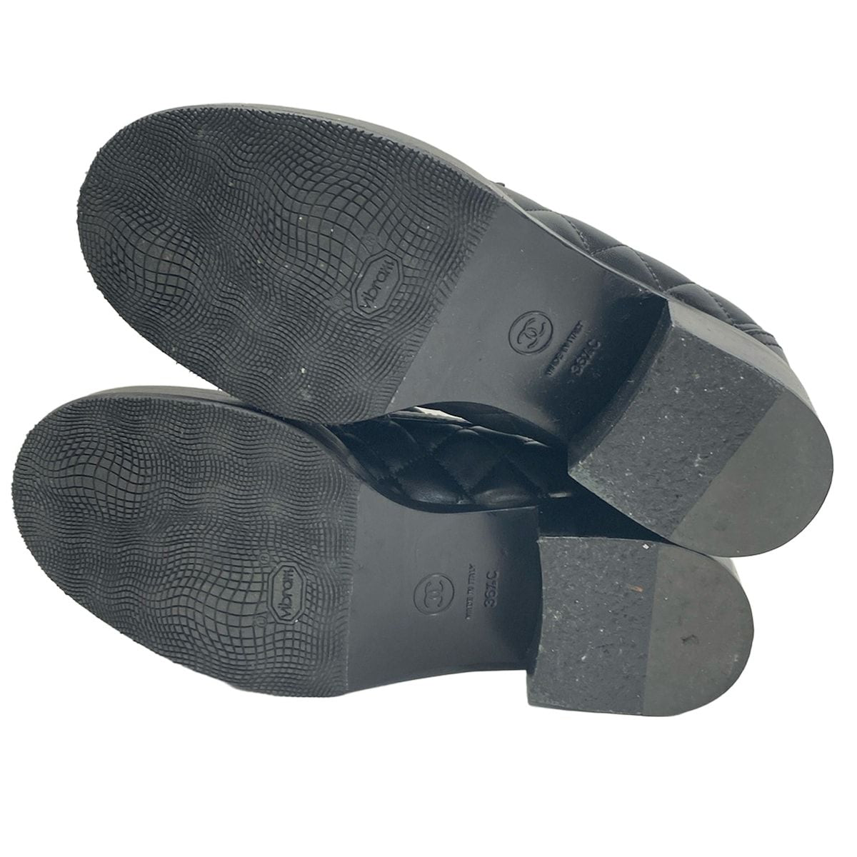 Chanel Loafers Quilted Black Heart Turnlock Gold Platforms — view 8