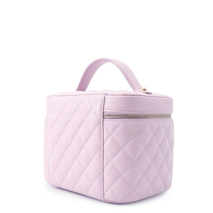 Chanel Vanity Top Handle Quilted CC Logo Caviar Leather Makeup Pouch — view 2