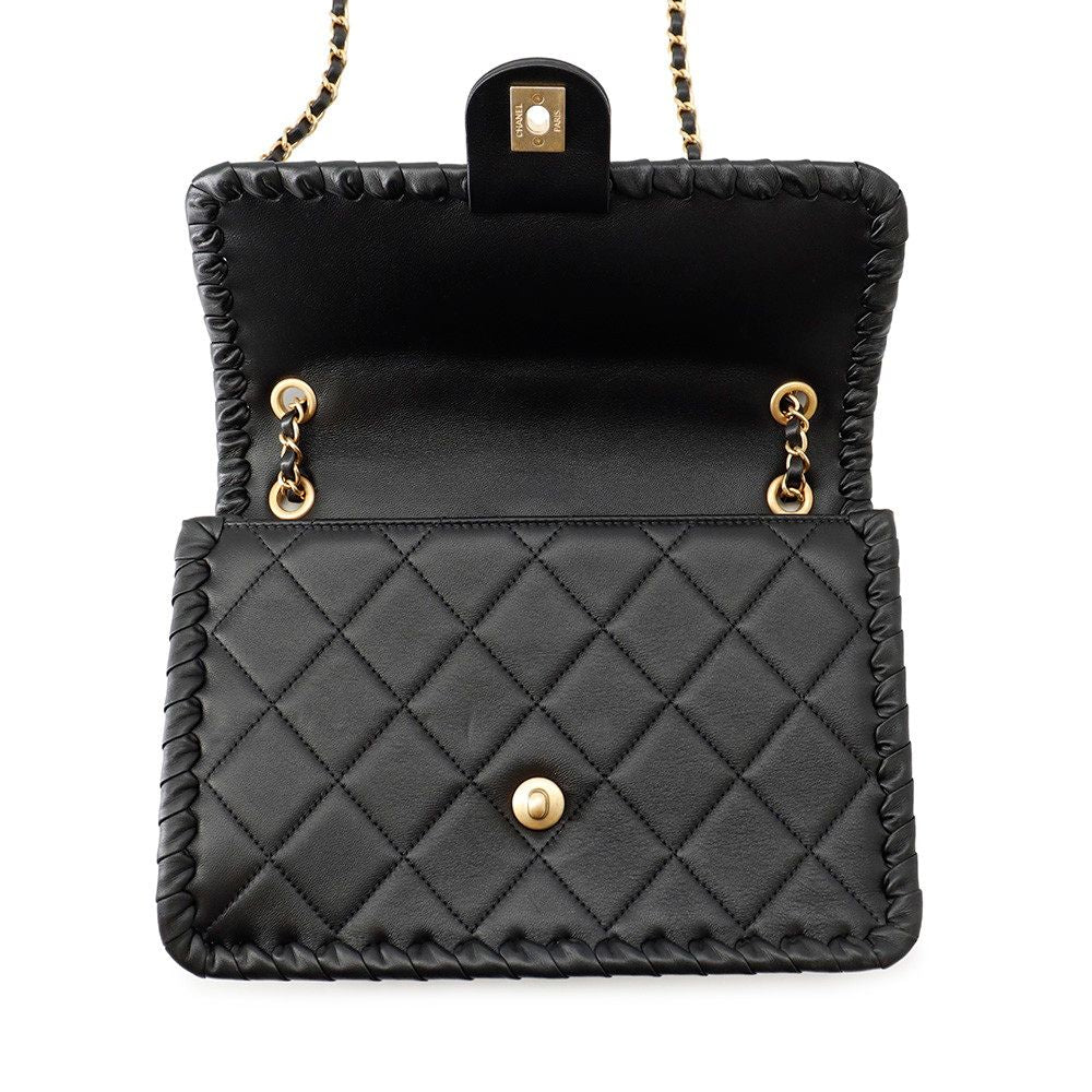 Chanel Chain Shoulder Bag Quilted CC Logo Single Flap Black — view 6