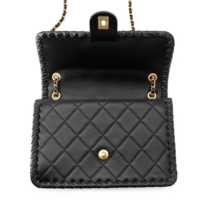 Chanel Chain Shoulder Bag Quilted CC Logo Single Flap Black — view 6