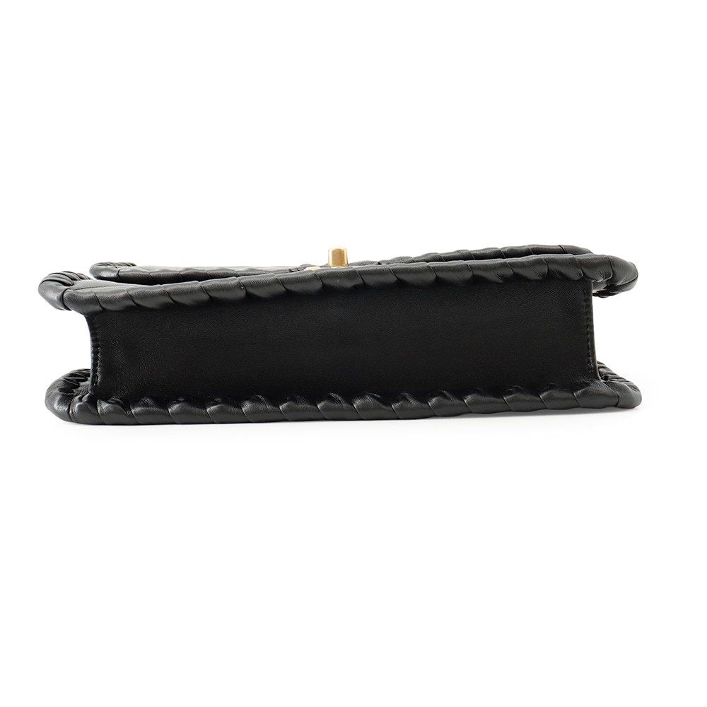 Chanel Chain Shoulder Bag Quilted CC Logo Single Flap Black — view 3