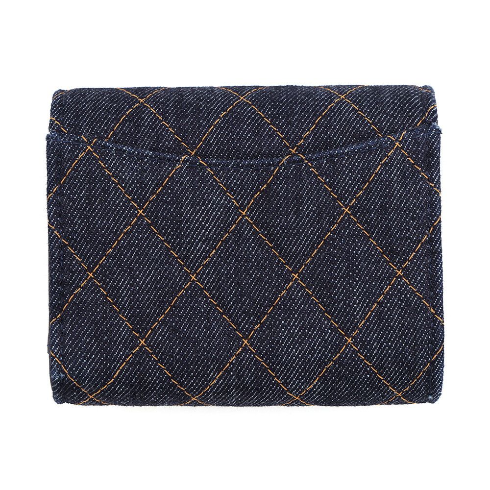 Chanel Trifold Wallet Quilted CC Logo Classic Small Flap Denim — view 3