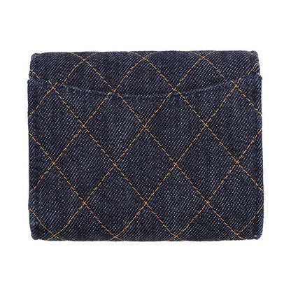 Chanel Trifold Wallet Quilted CC Logo Classic Small Flap Denim — view 3