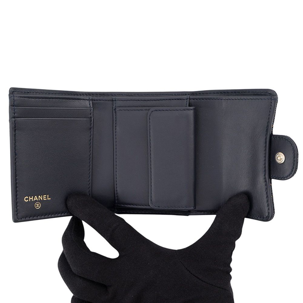 Chanel Trifold Wallet Quilted CC Logo Classic Small Flap Denim — view 4