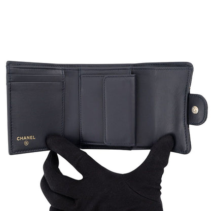 Chanel Trifold Wallet Quilted CC Logo Classic Small Flap Denim — view 4