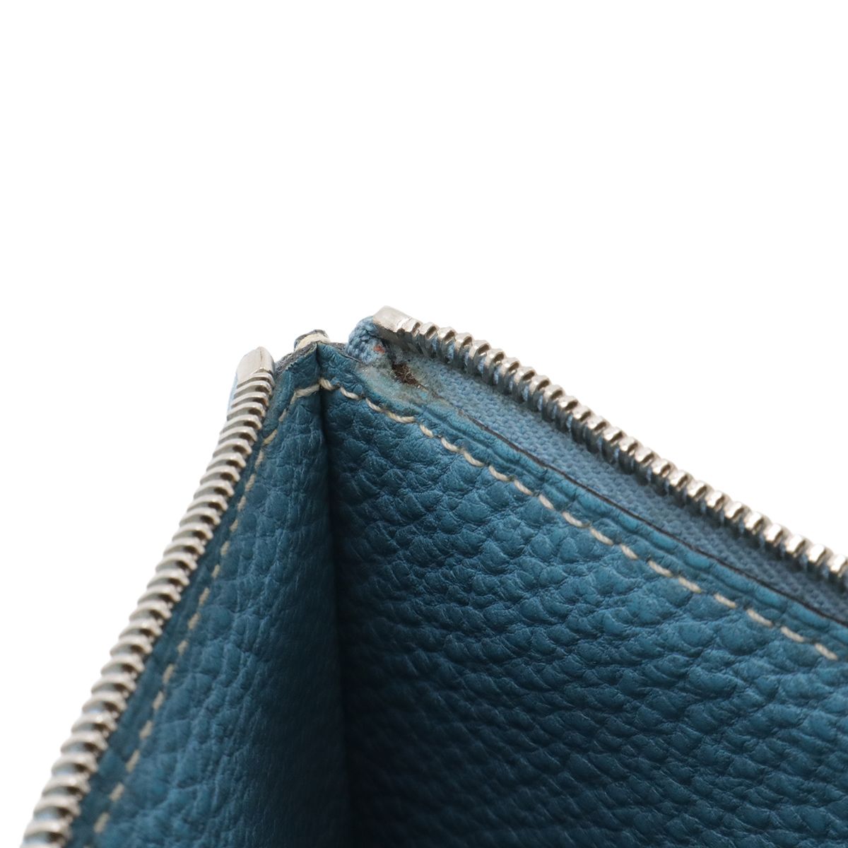 Hermes Dogon Duo GM Coin Purse Only Togo Leather Blue Jean Silver — view 6