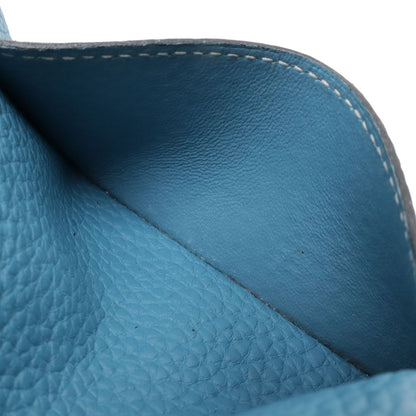 Hermes Dogon Duo GM Coin Purse Only Togo Leather Blue Jean Silver — view 7